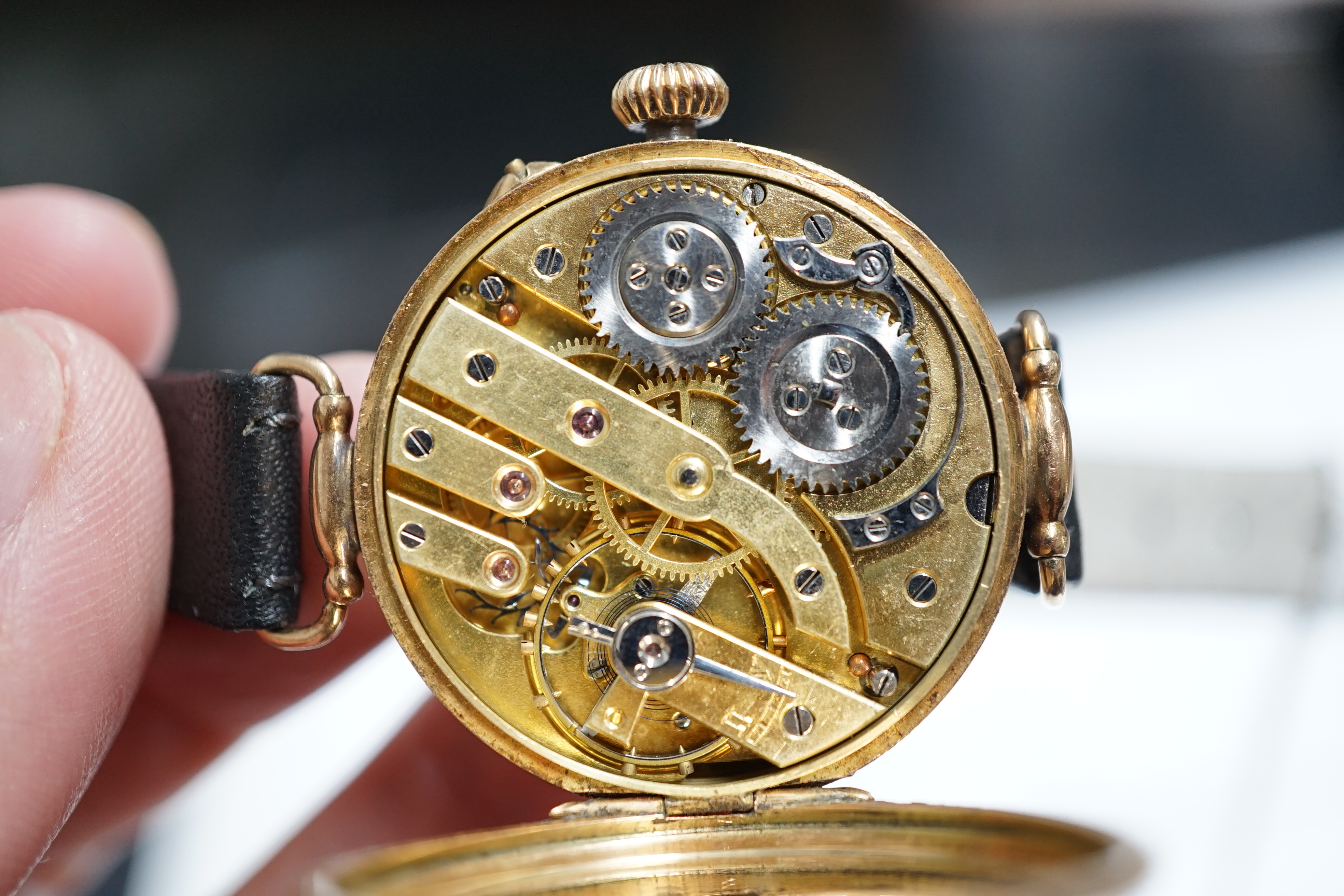 A Russian 56 zolotnik gold manual wind wrist watch by Pavel Bure